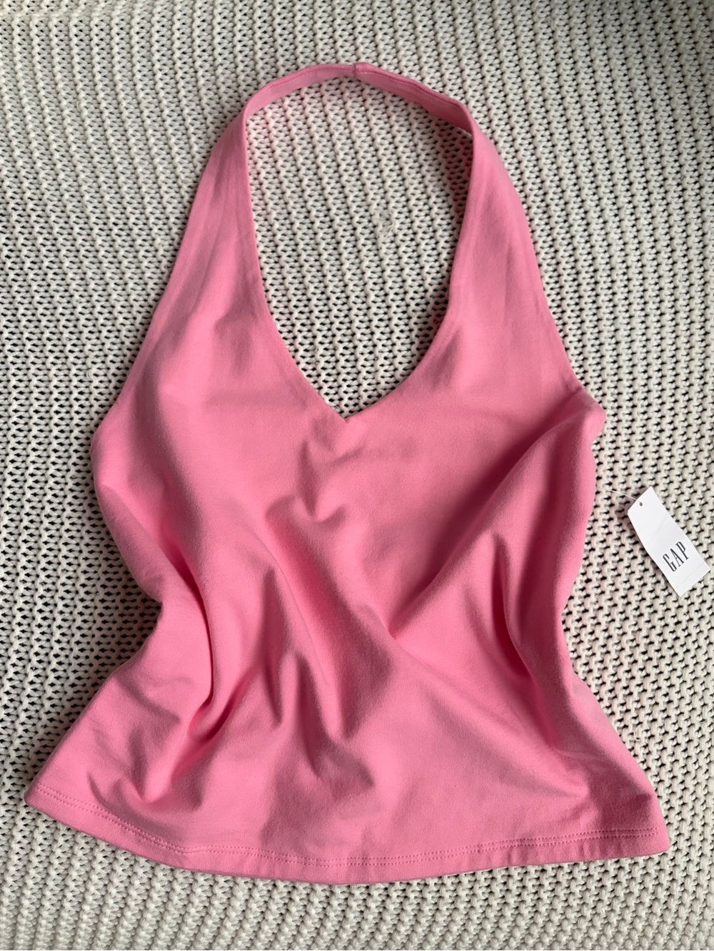 BNWT GAP Closeknit Pink V-Neck Halter Top Cropped S